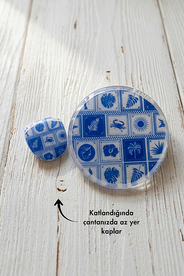 Katlanabilir Kore Yelpazesi, 25cm Çantalı Kolay Taşınabilir Serinletici Yelpaze (Karışık Desen) - 2