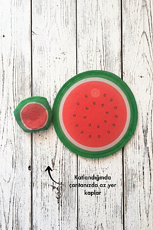 Katlanabilir Kore Yelpazesi, 25cm Çantalı Kolay Taşınabilir Serinletici Yelpaze (Karpuz) - Bimotif (1)