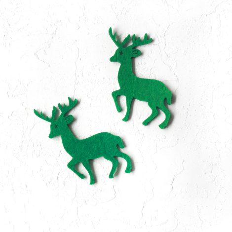 Keçe motif geyik, yeşil / 2 adet - Bimotif