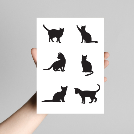 Kedi şekilli sticker seti, 6 adet (1 sayfa) - Bimotif