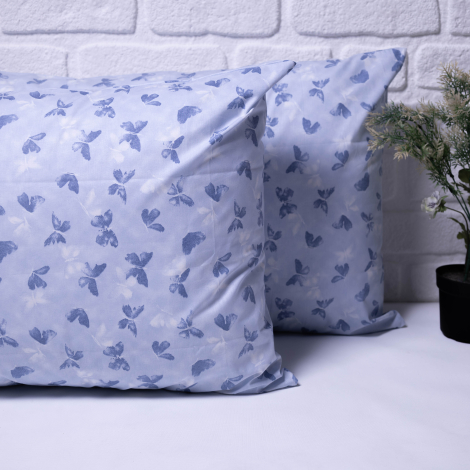Kelebek desenli 2li yastık kılıfı, 50x70 cm / mavi / 2 adet - Bimotif