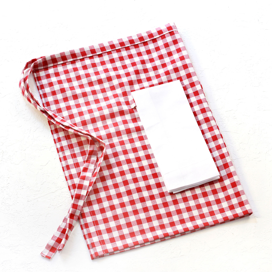 Kırmızı beyaz kareli mutfak önlüğü, 50x70 cm - 5