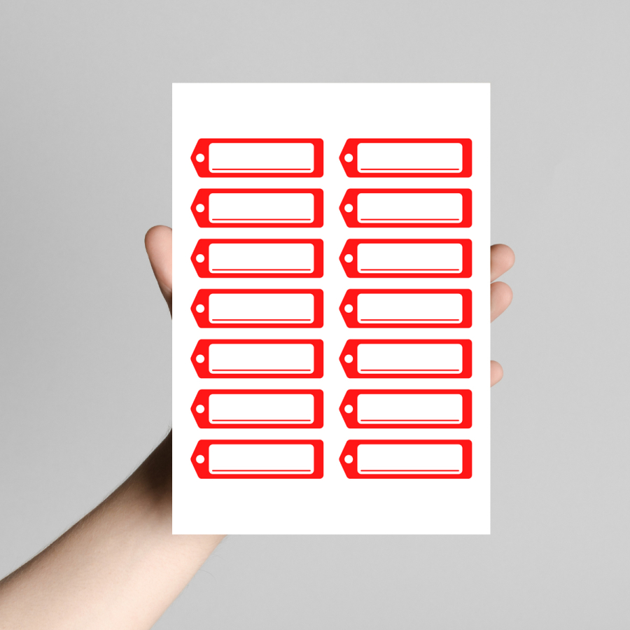 Kırmızı isimlikli okul etiketi / stickerı, 6.25x2 cm (10 sayfa) - 1