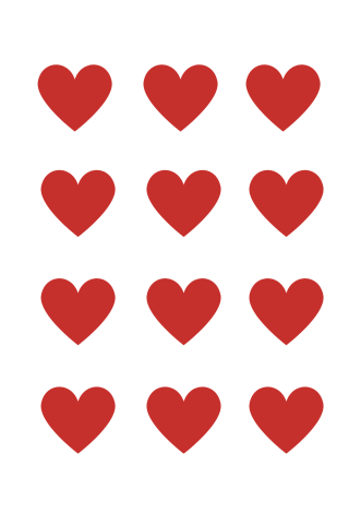 Kırmızı kalp sticker, 3.2 cm / 12 adet - Bimotif