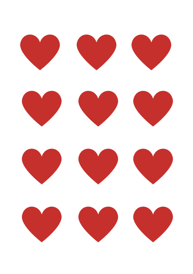 Kırmızı kalp sticker, 3.2 cm / 12 adet - 1