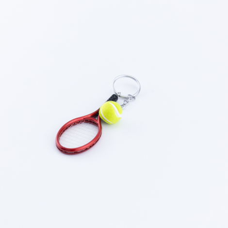 Kırmızı raket ve tenis topu anahtarlık - Bimotif