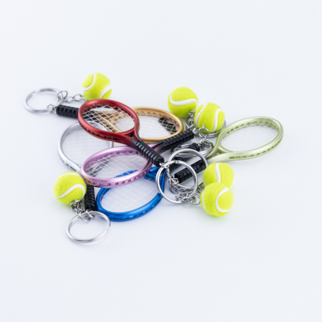 Kırmızı raket ve tenis topu anahtarlık - Bimotif (1)