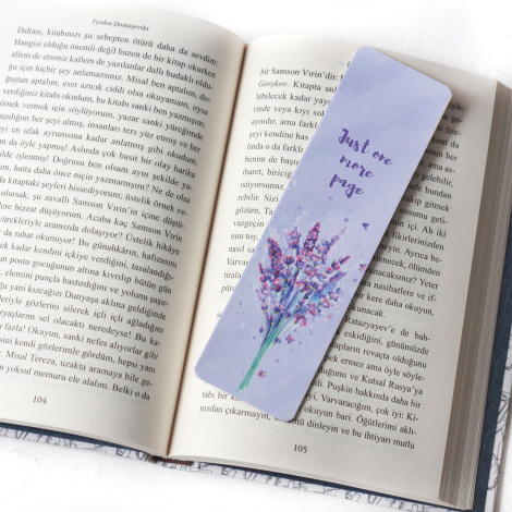 Kitap ayracı, lila çiçek / 2 adet - Bimotif (1)