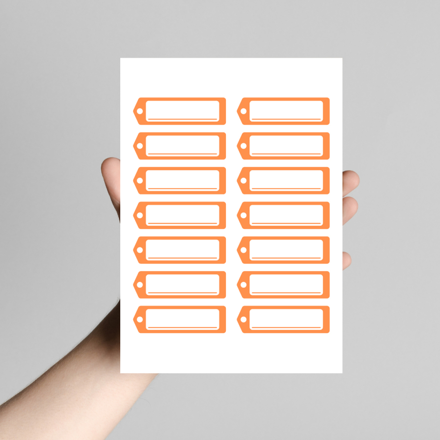Koyu turuncu isimlikli okul etiketi / stickerı, 6.25x2 cm (10 sayfa) - 1