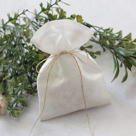 Krem osmanlı ipeği hediye kesesi, 10x15 cm / 3 adet - Bimotif