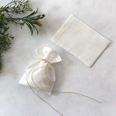 Krem osmanlı ipeği hediye kesesi, 10x15 cm / 3 adet - Bimotif (1)