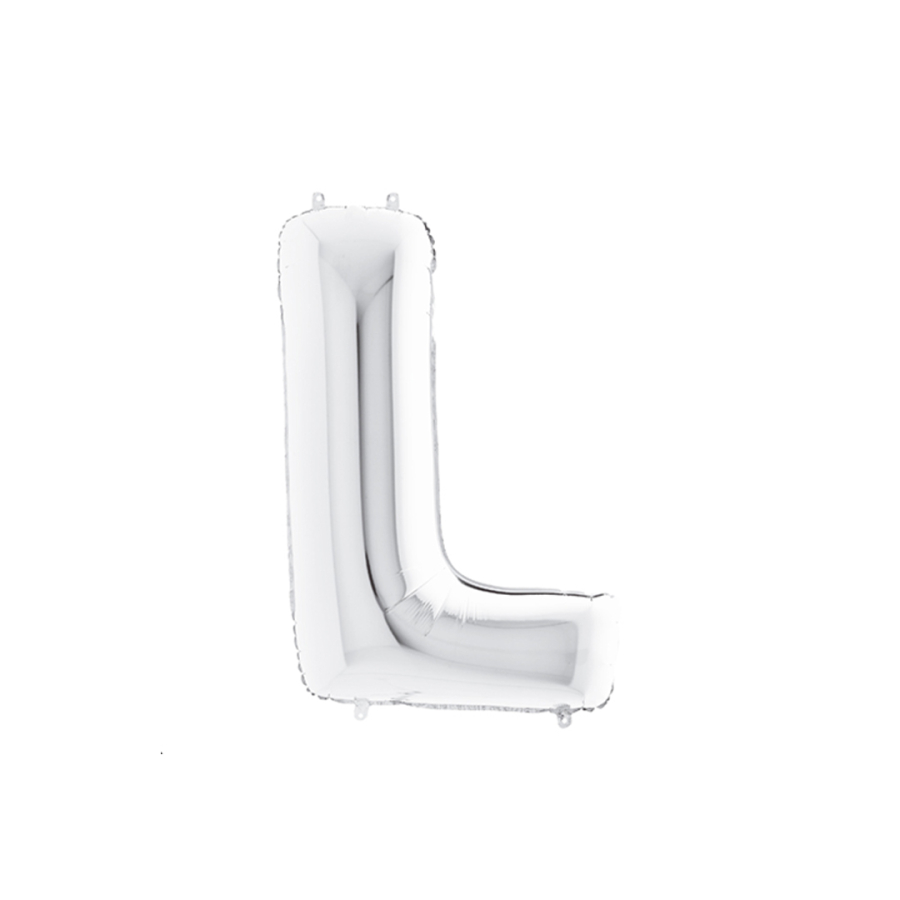 L harfi şeklinde gümüş renkli folyo balon 40inc / 1 adet - 1