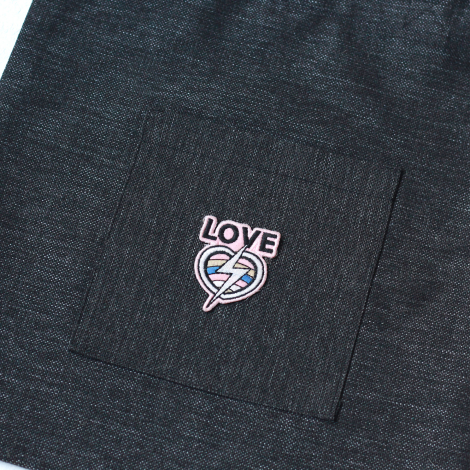 Lightning Love, siyah poly-keten kumaş çanta, 35x40 cm - 3