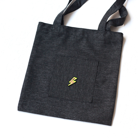 Lightning, siyah poly-keten kumaş çanta, 35x40 cm - 2