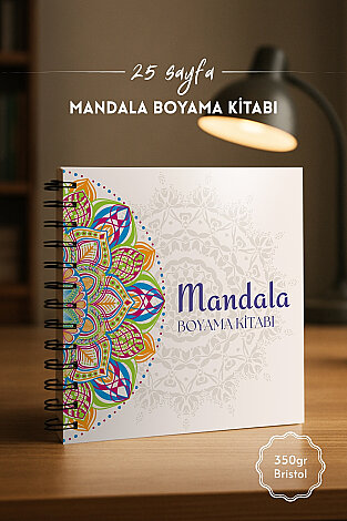 Mandala Boyama Kitabı (25 Sayfa) Yetişkinler için Geometrik, Çiçek, Hayvan Desenli Mandala Boyama - Bimotif