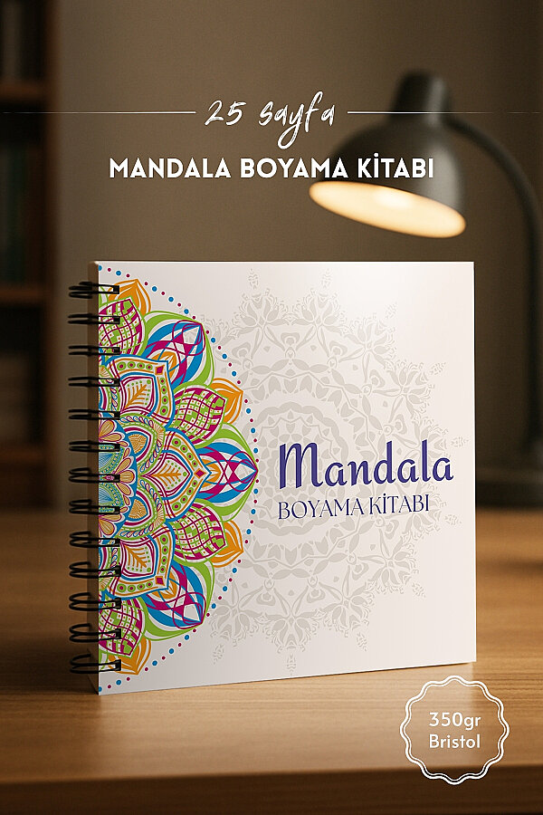 Mandala Boyama Kitabı (25 Sayfa) Yetişkinler için Geometrik, Çiçek, Hayvan Desenli Mandala Boyama - 1