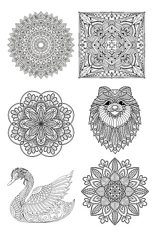 Mandala Boyama Kitabı (25 Sayfa) Yetişkinler için Geometrik, Çiçek, Hayvan Desenli Mandala Boyama - 3