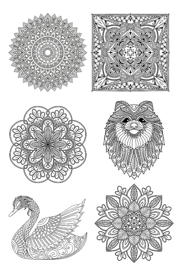 Mandala Boyama Kitabı (25 Sayfa) Yetişkinler için Geometrik, Çiçek, Hayvan Desenli Mandala Boyama - 3