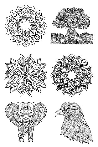 Mandala Boyama Kitabı (25 Sayfa) Yetişkinler için Geometrik, Çiçek, Hayvan Desenli Mandala Boyama - 5