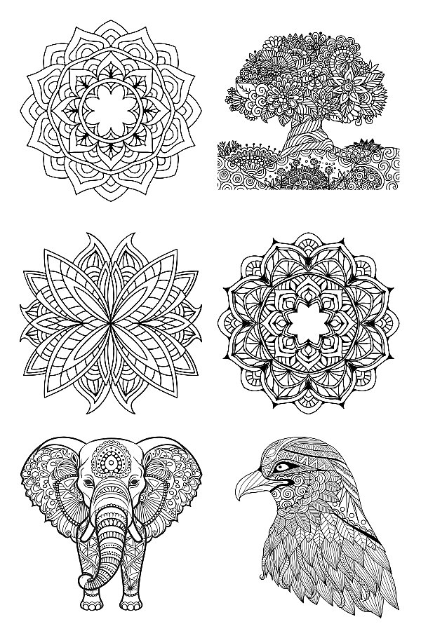 Mandala Boyama Kitabı (25 Sayfa) Yetişkinler için Geometrik, Çiçek, Hayvan Desenli Mandala Boyama - 5