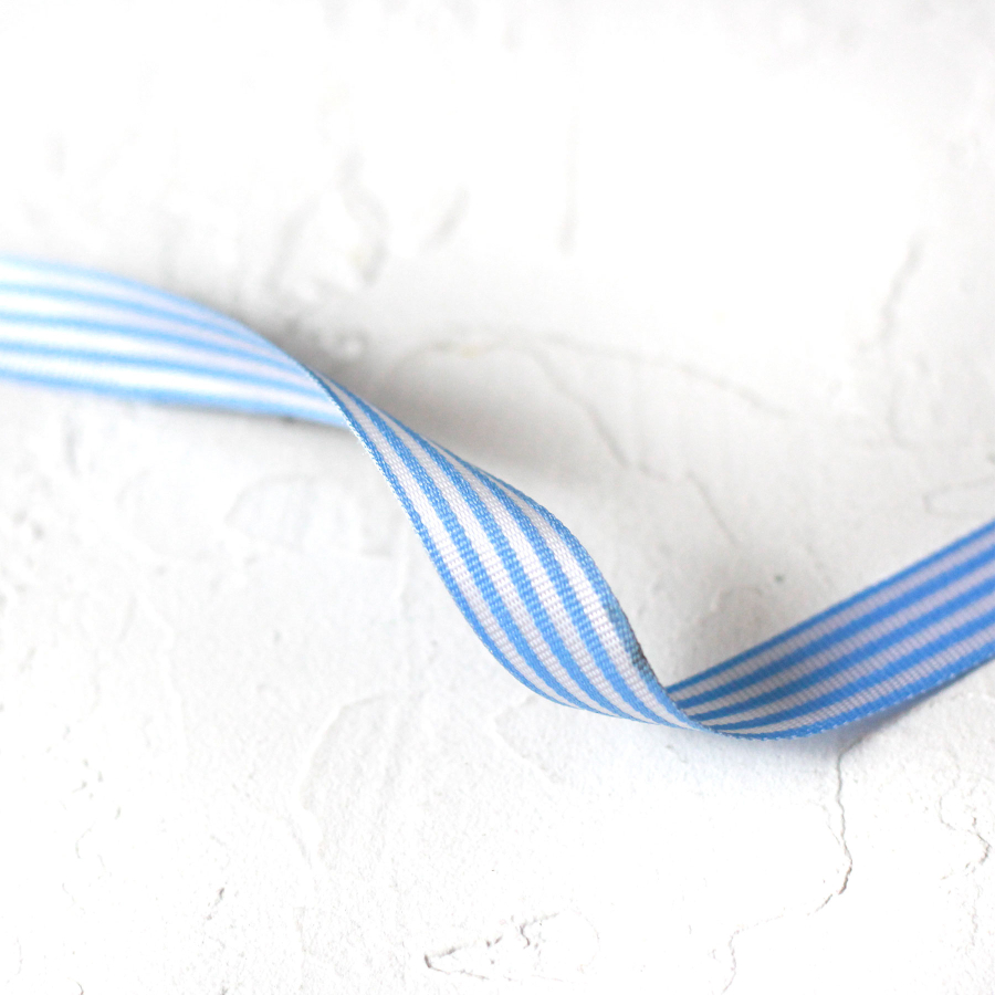 Mavi beyaz çizgili tafta kurdele, 2 metre / 10 mm - 1