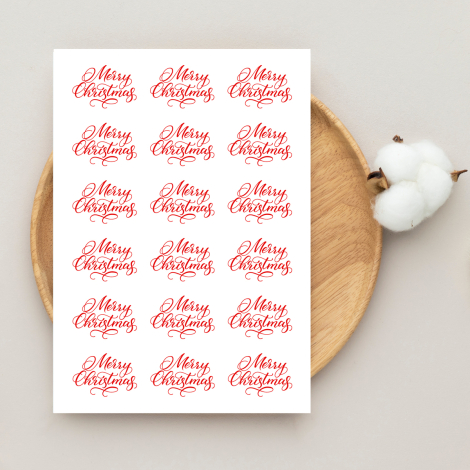 Merry christmas sticker, 20 adet (1 sayfa) - Bimotif