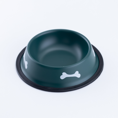 Metal kedi ve köpek mama ve su kabı, 16 cm, yeşil / Küçük Boy - Bimotif