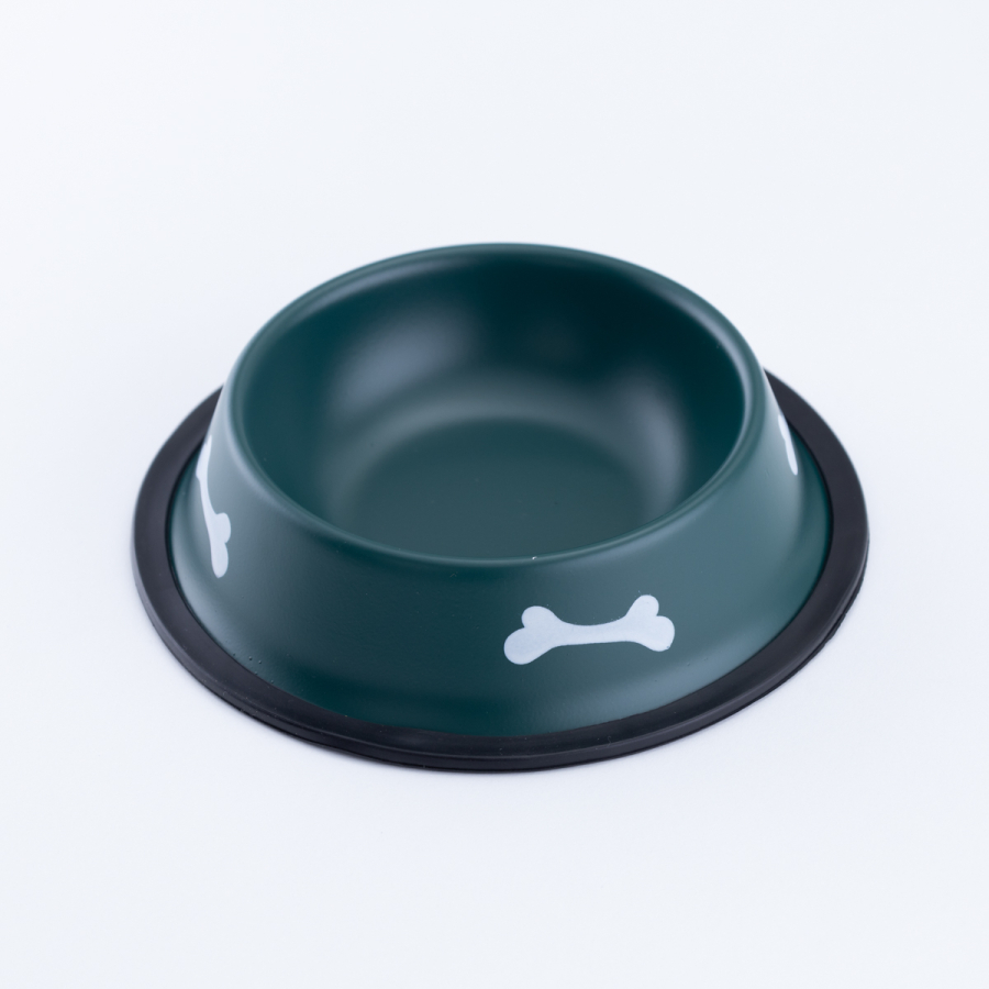 Metal kedi ve köpek mama ve su kabı, 16 cm, yeşil / Küçük Boy - 1
