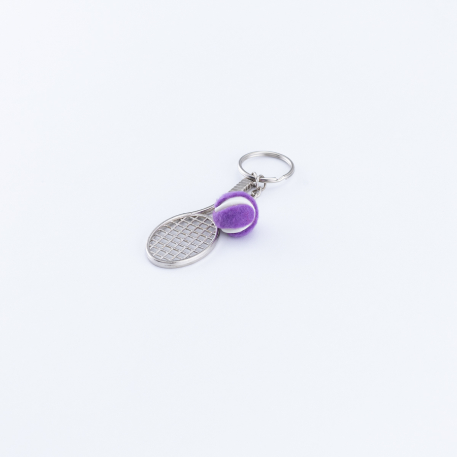 Metal raket ve tenis topu anahtarlık / Mor - 1