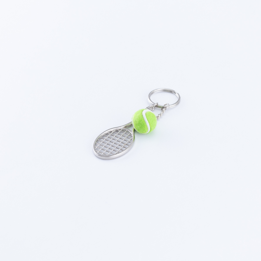 Metal raket ve tenis topu anahtarlık / Neon Yeşil - 1
