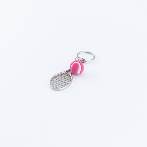 Metal raket ve tenis topu anahtarlık / Pembe - Bimotif