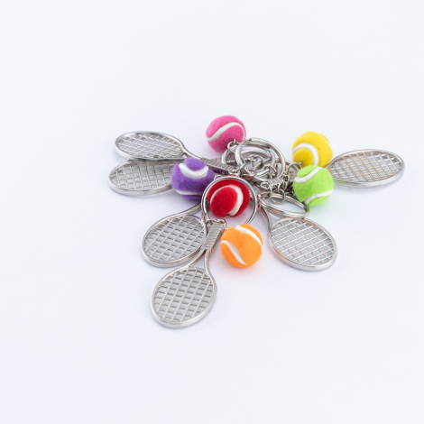 Metal raket ve tenis topu anahtarlık / Pembe - Bimotif (1)