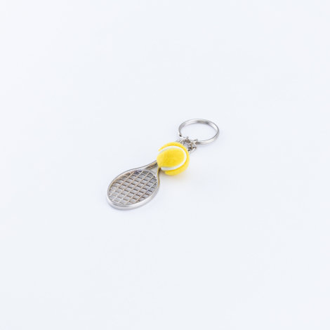 Metal raket ve tenis topu anahtarlık / Sarı - Bimotif