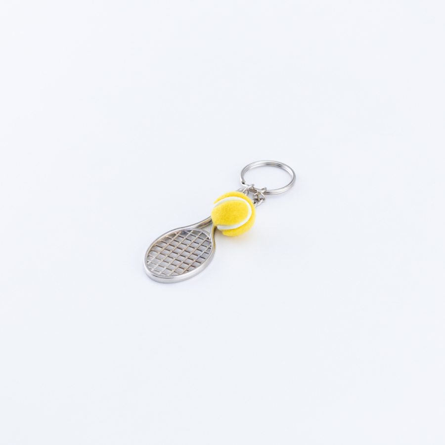 Metal raket ve tenis topu anahtarlık / Sarı - 1
