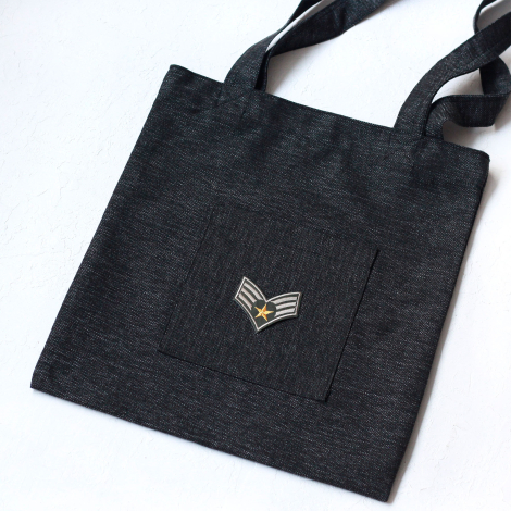 Military arrow, siyah poly-keten kumaş çanta, 35x40 cm - 2