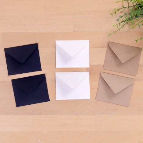 Minik zarf seti, 7x9 cm / 6 adet (Kraft-Krem-Siyah) - Bimotif