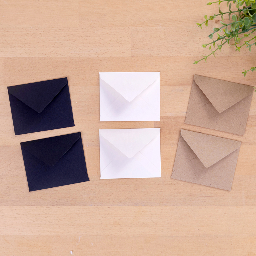 Minik zarf seti, 7x9 cm / 6 adet (Kraft-Krem-Siyah) - 1