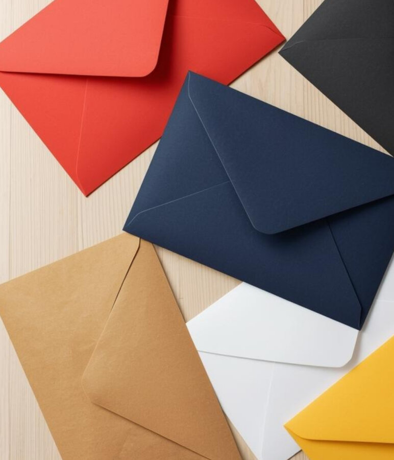 Minik zarf seti, 7x9 cm / 30 adet (Siyah-Beyaz-Kraft-Kırmızı-Lacivert-Sarı) - 2