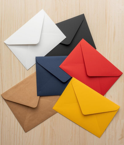 Minik zarf seti, 7x9 cm / 30 adet (Siyah-Beyaz-Kraft-Kırmızı-Lacivert-Sarı) - 3