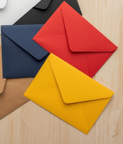 Minik zarf seti, 7x9 cm / 30 adet (Siyah-Beyaz-Kraft-Kırmızı-Lacivert-Sarı) - 4