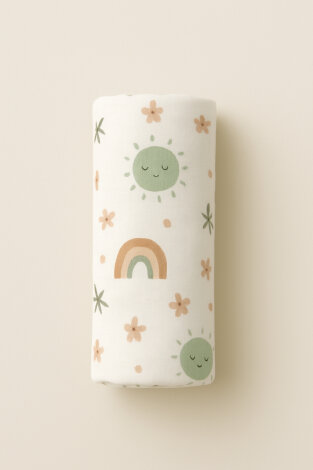 Müslin Örtü ve Battaniye, 80x80 cm (Çiçek desenli puset, beşik, kundak için müslin örtüsü) - 4