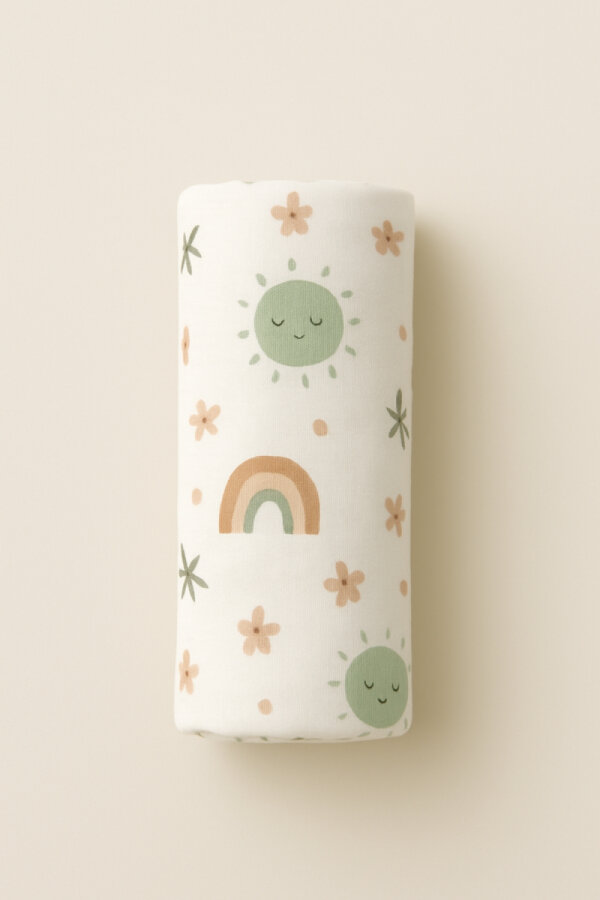 Müslin Örtü ve Battaniye, 80x80 cm (Çiçek desenli puset, beşik, kundak için müslin örtüsü) - 4