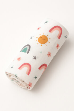 Müslin Örtü ve Battaniye, 80x80 cm (Güneş desenli puset, beşik, kundak için müslin örtüsü) - 4