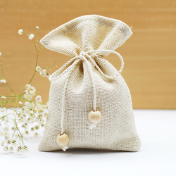 Natürel kese, büküm ipli boncuklu / 10x15 cm (100 adet) - Bimotif