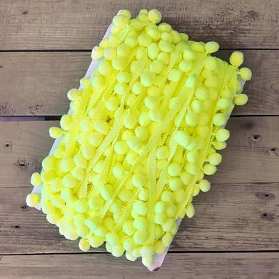 Neon sarı ponpon şerit, 1.5 cm / Top (20 metre) - 1