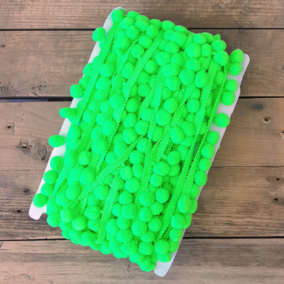 Neon yeşil ponpon şerit, 1.5 cm / 5 metre - 1