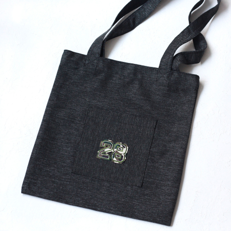 No 28, siyah poly-keten kumaş çanta, 35x40 cm - 2