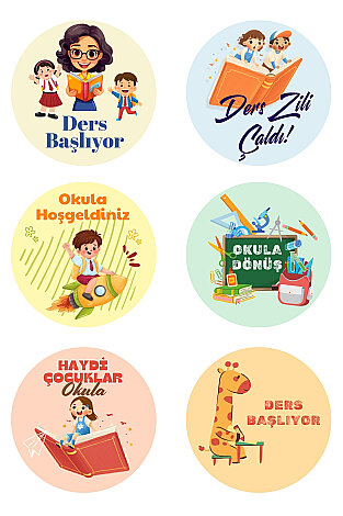 Okula Dönüş Sticker, Ders Başlıyor, Okula Hoşgeldiniz Sticker Seti, 4x4cm, 300 adet (20 Sayfa) - Bimotif (1)