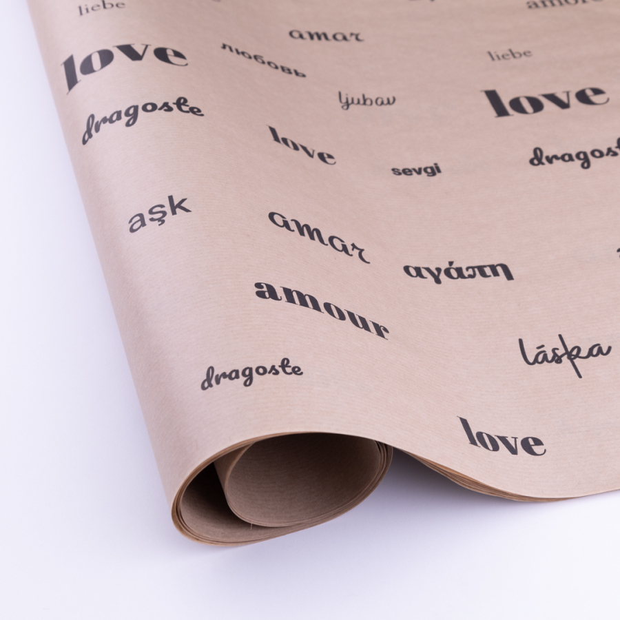 Paket kağıdı, love temalı baskı, 70x100 cm / 5 adet - 1