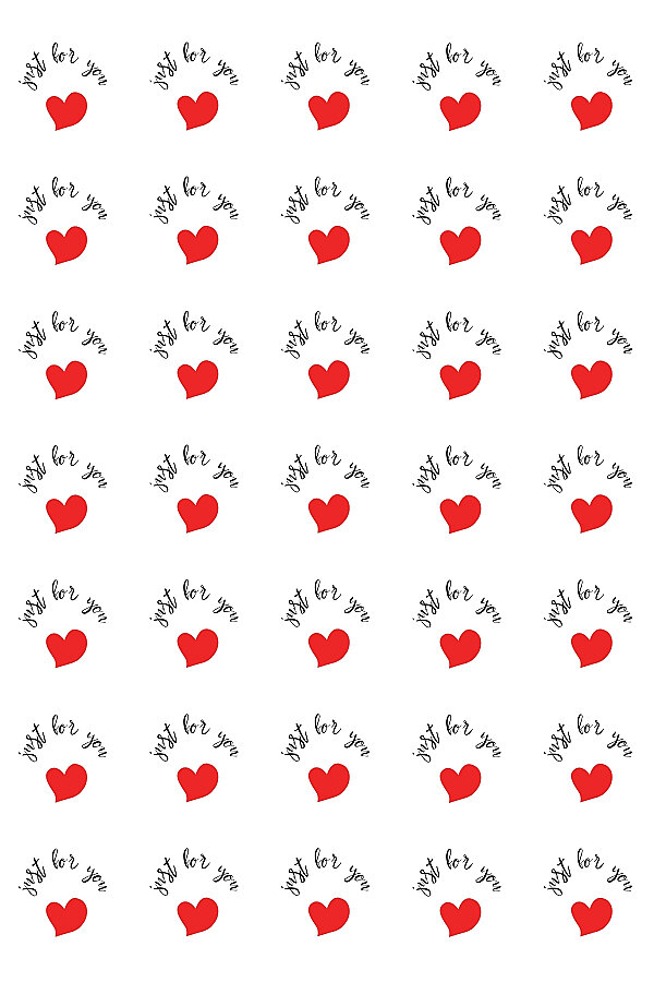 Paketlemeye ve Hediye Sunumlarına Özel 35 adet (1 Sayfa) Sticker - Just For You - 1